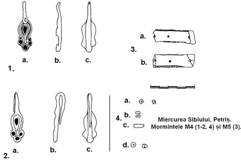 Fig. 3. Miercurea Sibiului-Petriş. Inventarul mormintelor M 4-5. 