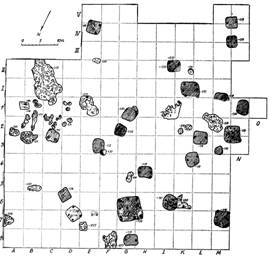 Fig. 5. Planul general al săpăturilor de la Moreşti „Podei” – 1.(după Horedt 1979), 