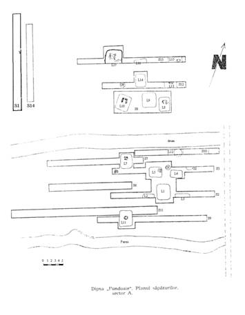 Fig. 6. 1-Dipşa, planul săpăturilor zona A;
