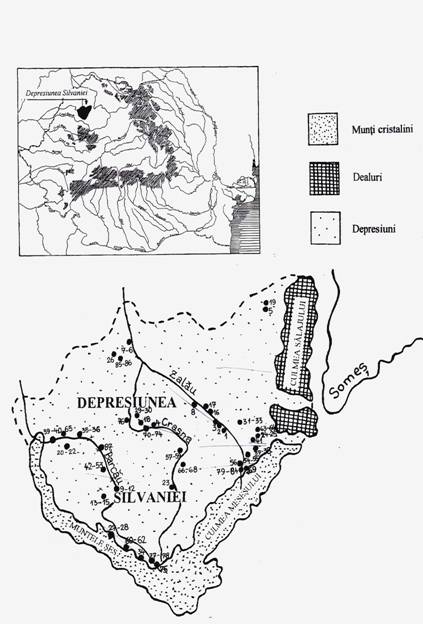 Pl. II. Descoperirile arheologice databile în a doua jumatate a sec. VII- sec. XI din Depresiunea Silvaniei.